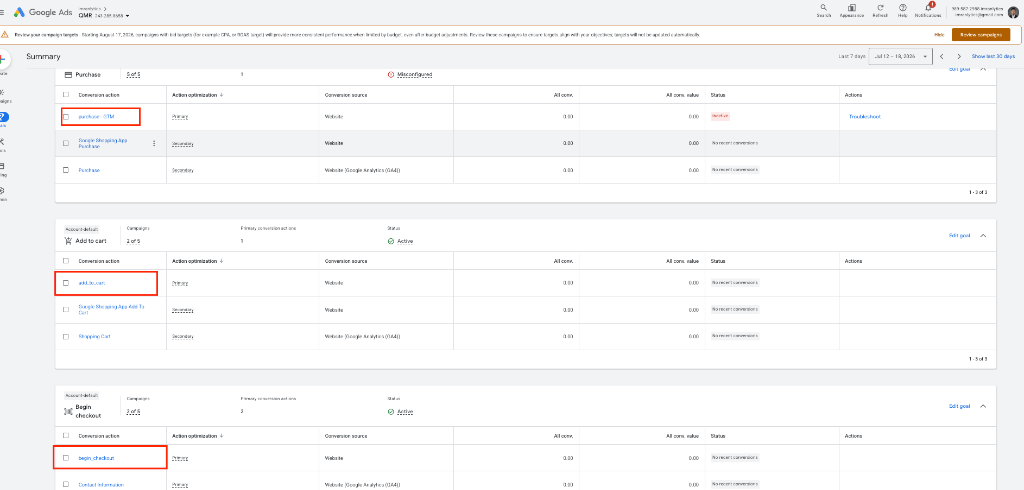 Google Ads conversion actions setup