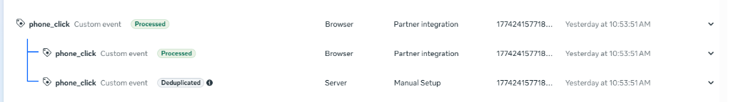 Location 1 — Phone Click Event Deduplication